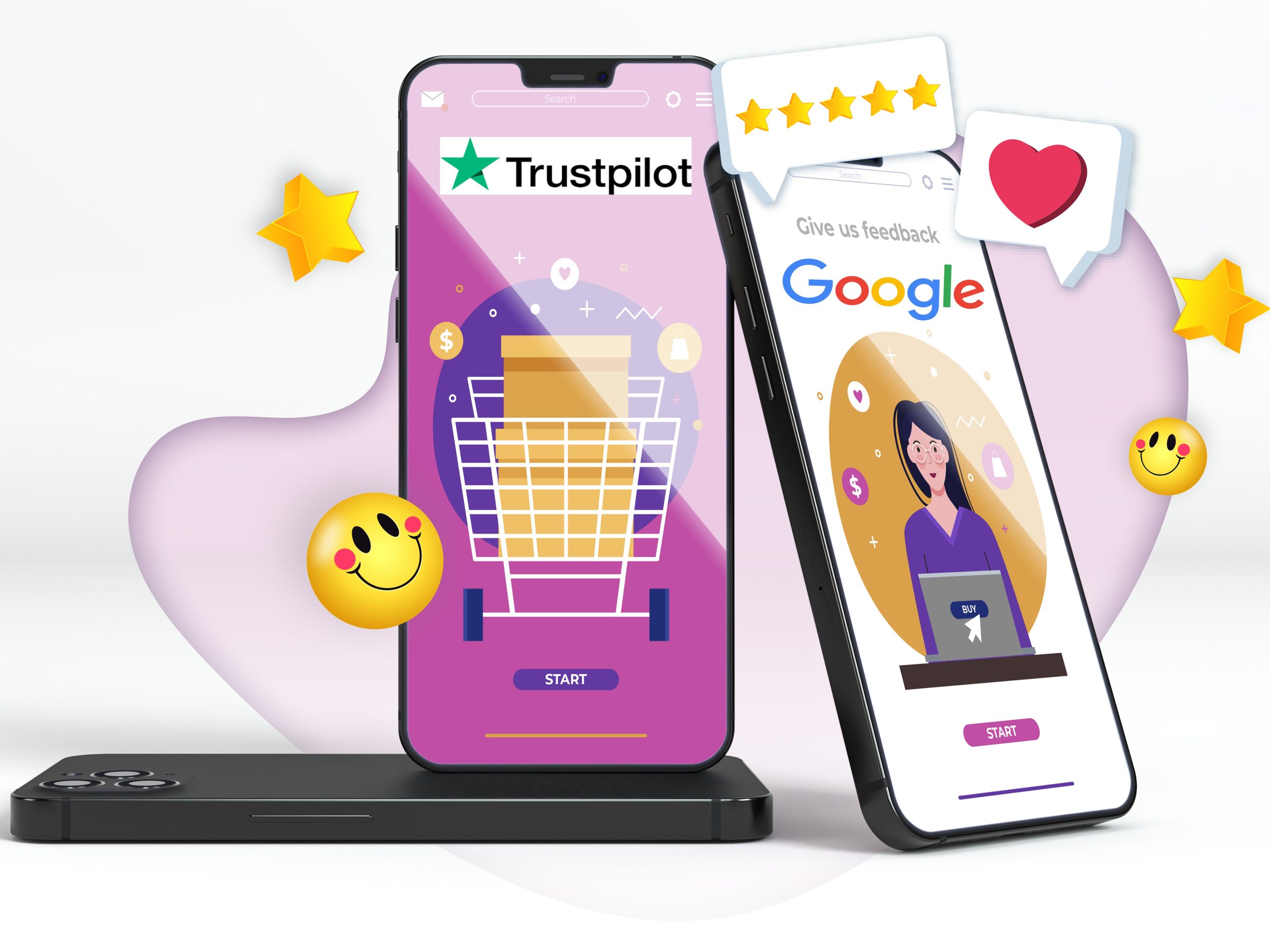 Google vs Trustpilot reviews comparison visual.