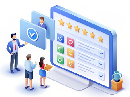 AI analyzing customer feedback on futuristic interface.