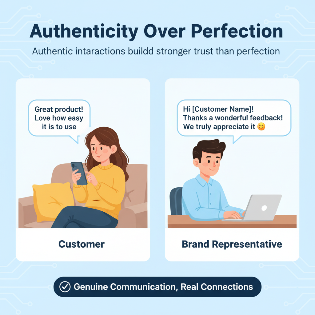 Brand responding authentically to customer reviews.