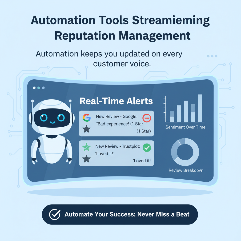 Automated reputation management tools monitoring online feedback.