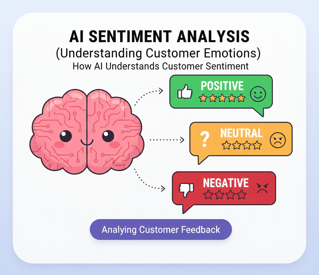 AI sentiment analysis interpreting customer reviews