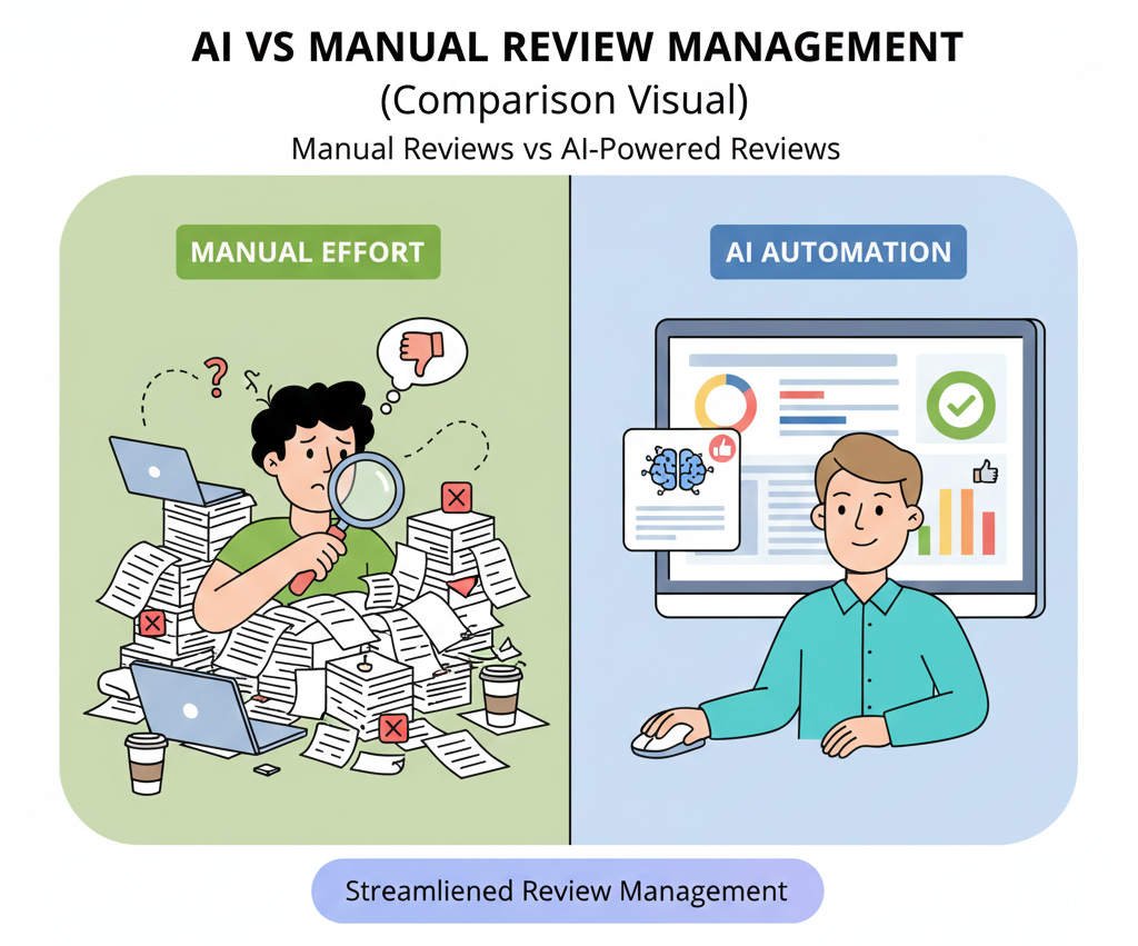 Comparison between manual and AI-powered review management