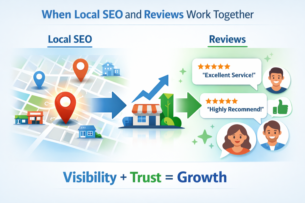 Combination of local SEO and online reviews driving business growth