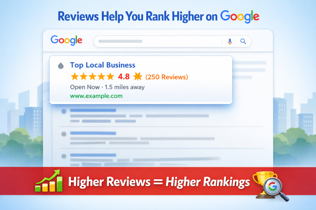 Google search ranking influenced by customer reviews