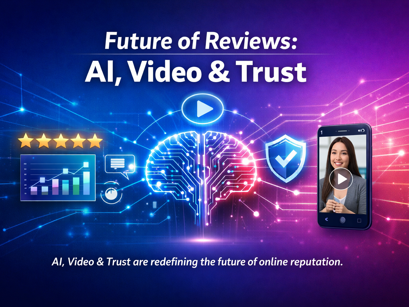 Future of Reviews AI Video and Digital Trust Concept